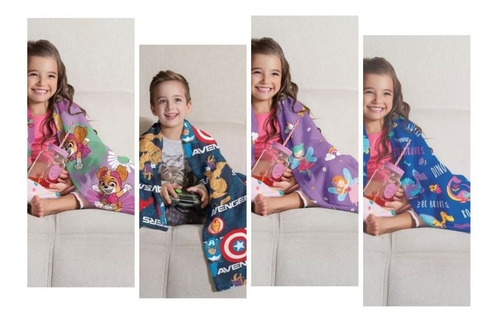 Manta Fleece Macia Solteiro Infantil Vários Personagens