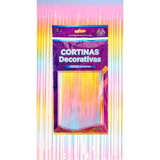 Cortina Multicolor Pastel Tiras Lluvia Decorativa Cumpleaños