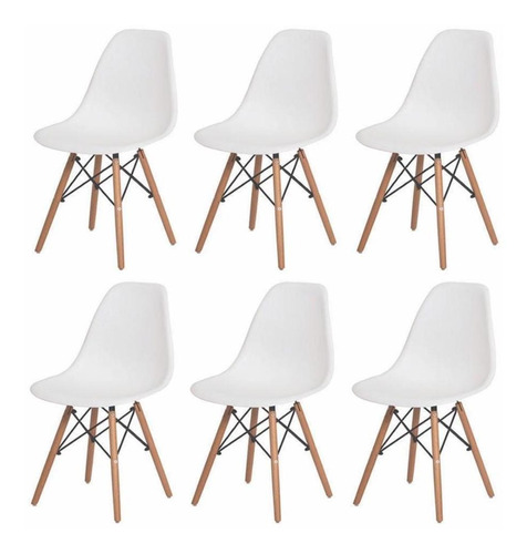 Kit 6 Cadeiras Sala Mesa De Jantar Charles Eiffel Eames Wood