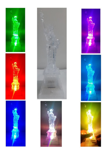 40 Estatua De La Libertad 25 Cm C/ Luz R G B Figura Plástico