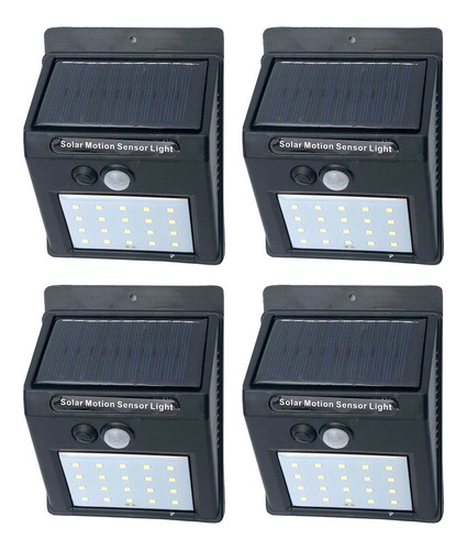 Set X 4 Luz Led Exterior Solar Panel Sensor Movimiento Farol