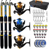 Kit De Pesca Triplo Vara + Molinete + Acessorios Completo