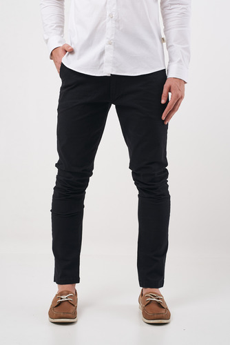 Pantalón Corte Chino Gabardina Elastizada Slim-fit De Hombre