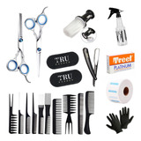 Kit Combo Barbería Peluquería Tijeras Set De Peines Rociador