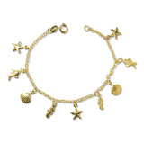 Pulsera Chiches Marinos Enchapado Oro 18k