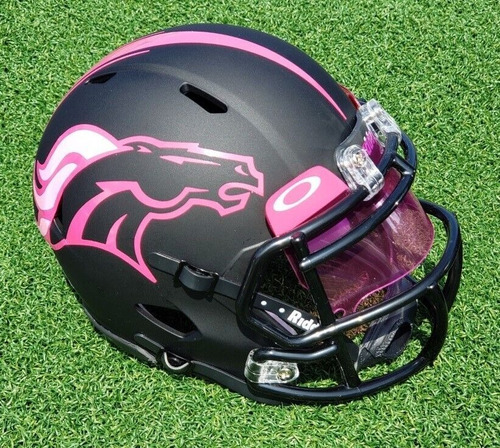 Denver Broncos Pink Black Mini Casco Riddell + Visor