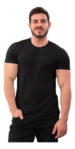 Camiseta Masculina Slim Fit Básica Algodão Premium 30.1 Top