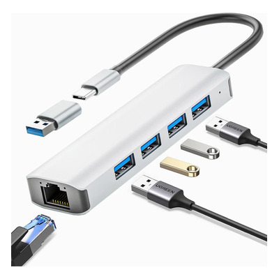 Adaptador Hub Usb C3.0 Ethernet Rj45 Red Lan Gigabit 5 En 1  | MercadoLibre