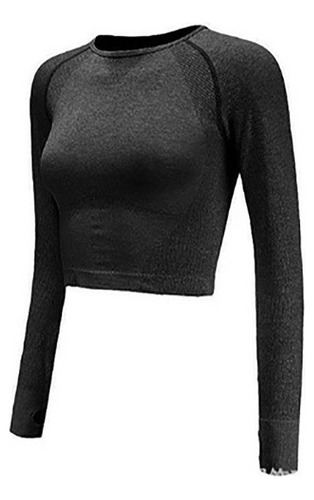 Chrleisure Mangas Largas Fitness Crop Tops Entrenamiento Muj