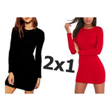 Vestido Combo 2x1 Sexy Manga Larga Entallado Fiesta R1 Ryn