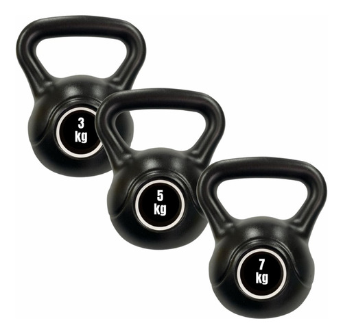 Set 3 Pesas Rusas Kettlebell 3kg/5kg/7kg Mr Gym