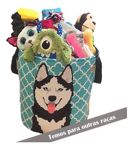 Cesto Organizador Brinquedos Pet Tam. M - Husky Siberiano