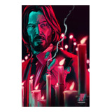 Póster John Wick Keanu Reeves Luces Colores Neón Arte Cine