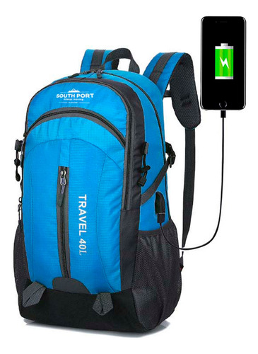 Mochila Deportiva South Port Para Viaje Trekking Ajustable 