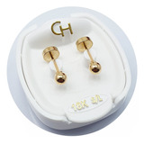 Aros Abridores De Oro 18k Modelo Bolitas Aritos Bebe N°3 A6c