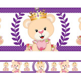 3 Faixa Decorativa Ursa Princesa Lilás Quarto Menina