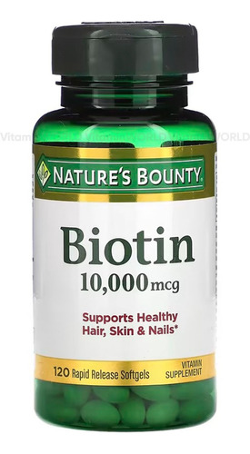 Nature's Bounty Biotina 10,000 Mcg Con 120 Caps Nuevo Color