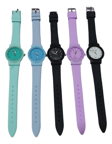 Relojes Pulseras Silicona Colores Lisos Por Mayor Por 5