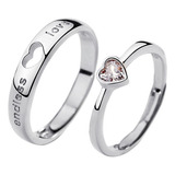 2 Anillos Promesa Plata Fina 925 Moderno Parejas Amor