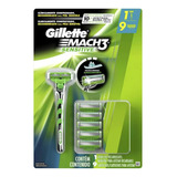 Aparelho De Barbear Gillette Mach3 Sensitive + 9 Cargas