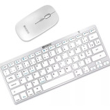 Kit Mini Teclado E Mouse Bluetooth Sem Fio Slim P/ Notebook