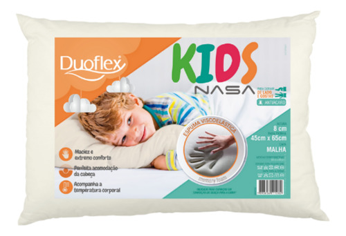Travesseiro Duoflex Kids Baby Bb3202 Viscoelástico 45x65x8