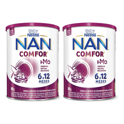Kit 2un Fórmula Infantil Nestlé Nan Comfor 6 A 12 Pó 800g | Frete grátis