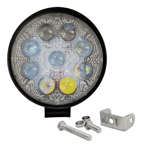 Faro Led Redondo 4 Pulgadas 9 Led Con Lupa Luz Blanca Fija