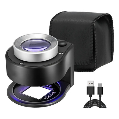 A Lupa Recargable 30x Con Luz Led Blanca Y Luz Uvl