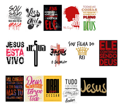 15 Estampas Pronta Sublimação Para Camisetas Gospel