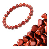 Pulseira Pedra Jaspe Vermelha Proteção E Vitalidade Unissex