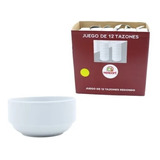 Juego De 12 Tazones Loza Blanca Cerámica 5 Pulgadas