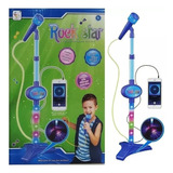 Juguete Microfono Karaoke Mp3 Con Luces Hk-8029 Color Azul