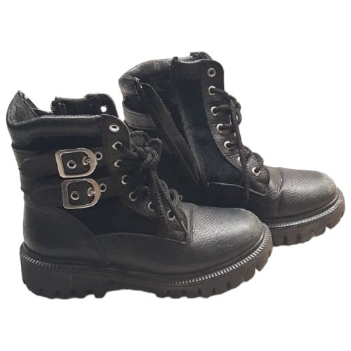 Borcegos Con Hebillas Talle 34 Negros -usados-