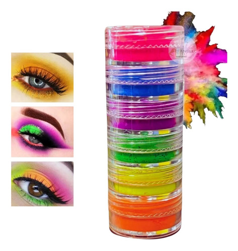 Pigmentos Neon Torre 6 Colores Sombra De Ojos Maquillaje Set