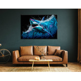 Cuadro Tiburón Tipo Pintura Azul Mar Acuario Peces 100 Cm