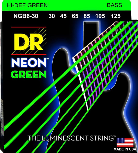 Cuerdas De Bajo Dr Neon Verde 6 Cuerdas 30-125