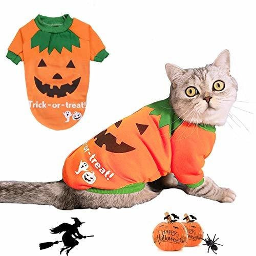 Ropa Gato - Bwogue Dog Halloween Shirt Pet Pumpkin Costumes 