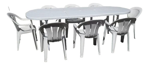 Mesa De Jardin Gibraltar Plegable Extensible + 8 Sillones Marca : Plásticos Munro . Il Giardino Arrecifes