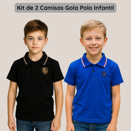Kit 2 Camisa Gola Polo Menino Infantil Juvenil 100% Algodão