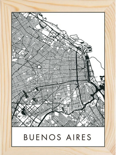 Cuadro Mapa Buenos Aires Ciudades 30x40 Vista Satelital 