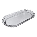 Travessa Bandeja Oval Cristal De Chumbo Coração 25x13x2,5cm 