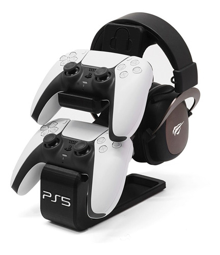 Suporte Para 2 Controles De Playstation 5 E Headset Preto