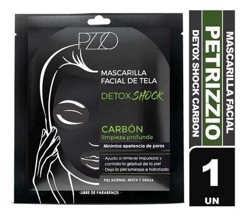 Petrizzio Pzzo Mascarilla De Tela Carbón Detox Shock