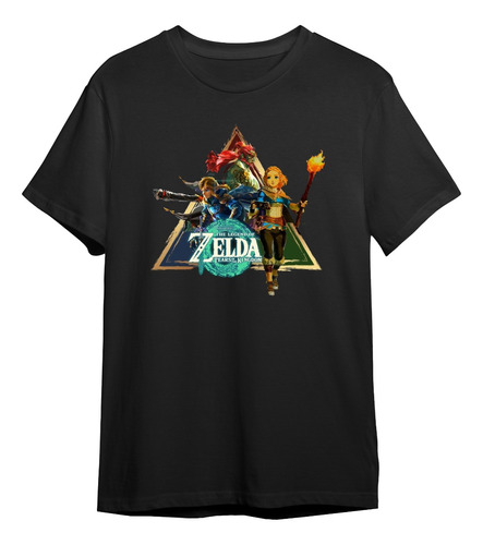 Camisetas Zelda Tears Of Kingdom Nintendo Link Camisa Negra