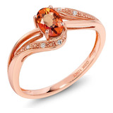 Gem Stone Anillo Oro Rosa 10 Quilates Con Zafiro Naranja Y D