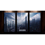 Cuadro Triptico Mass Effect Citadel Canvas 72cm X 40cm