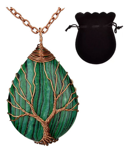 Collar Árbol De La Vida Cuarzo Natural Chakra + Bolsa Regalo