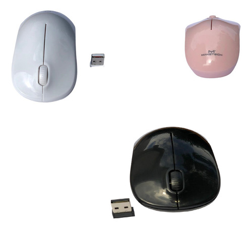 Mouse Sem Fio Multilaser Usb 3 Cores Branco Preto Rosa