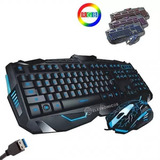 Kit Teclado E Mouse Gamer Com Fio Luzes Leds V100